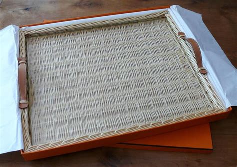 hermes wicker tray price